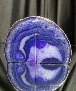 Purple Agate Silver Edge Microcrystalline Quartz Premium Bookends 2 Ornament Handpicked Size 1.614kg H13xW18xD5cm