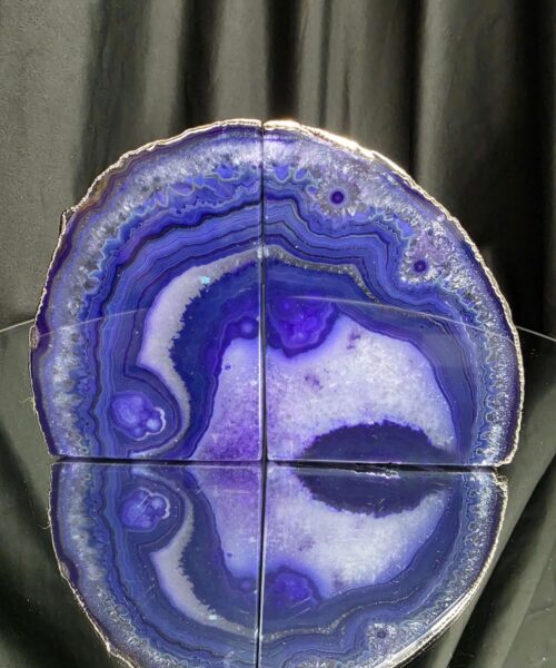 Purple Agate Silver Edge Microcrystalline Quartz Premium Bookends 2 Ornament Handpicked Size 1.614kg H13xW18xD5cm