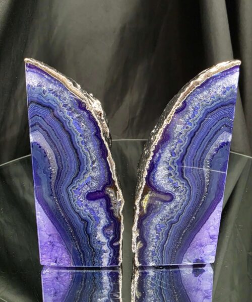 Purple Agate Silver Edge Microcrystalline Quartz Premium Bookends 2 Ornament Handpicked Size 1.614kg H13xW18xD5cm - Image 15