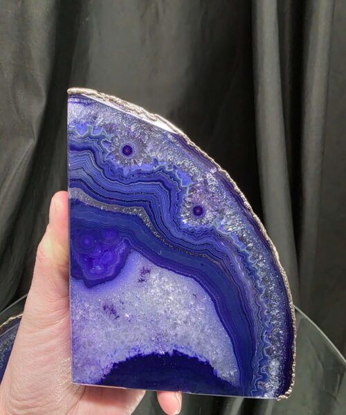 Purple Agate Silver Edge Microcrystalline Quartz Premium Bookends 2 Ornament Handpicked Size 1.614kg H13xW18xD5cm - Image 10