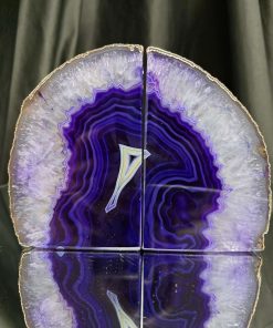 Purple Agate Silver Edge Microcrystalline Quartz Premium Bookends 3 Ornament Handpicked Size 2.302kg H13xW17xD7cm