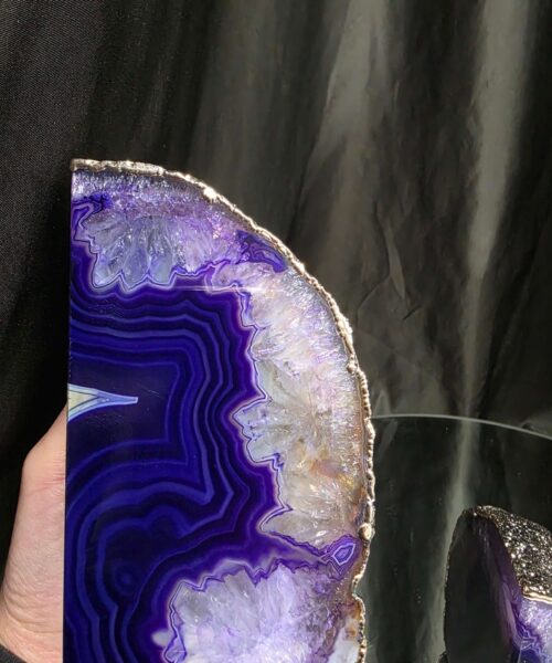 Purple Agate Silver Edge Microcrystalline Quartz Premium Bookends 3 Ornament Handpicked Size 2.302kg H13xW17xD7cm - Image 9