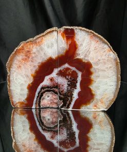 Red Agate 24ct Gold Edge Microcrystalline Quartz Premium Bookends 1 Ornament Handpicked Size 2.067kg H13xW18xD7cm