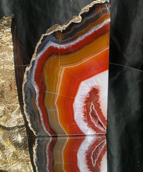 Red Agate 24ct Gold Edge Microcrystalline Quartz Premium Bookends 3 Ornament Handpicked Size 2.069kg H12xW16xD8cm - Image 14