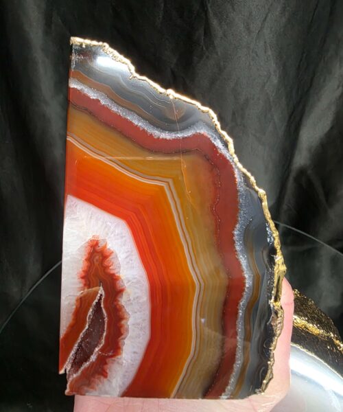 Red Agate 24ct Gold Edge Microcrystalline Quartz Premium Bookends 3 Ornament Handpicked Size 2.069kg H12xW16xD8cm - Image 7