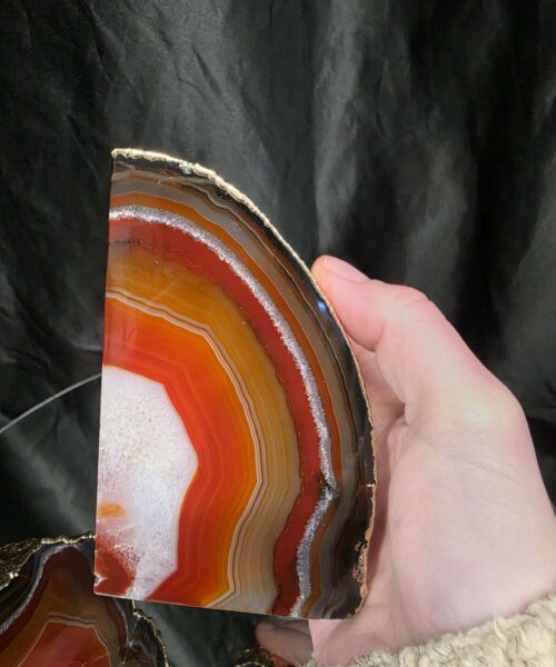 Red Agate 24ct Gold Edge Microcrystalline Quartz Premium Bookends 3 Ornament Handpicked Size 2.069kg H12xW16xD8cm - Image 8