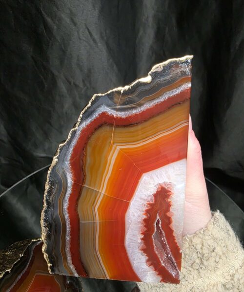 Red Agate 24ct Gold Edge Microcrystalline Quartz Premium Bookends 3 Ornament Handpicked Size 2.069kg H12xW16xD8cm - Image 9