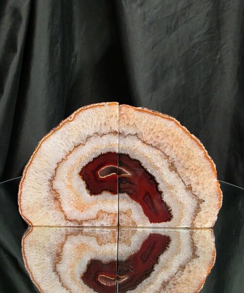 Red Natural Edge Microcrystalline Quartz Premium Bookends 2 Ornament Handpicked Size 2.047kg H12xW19xD7.5cm