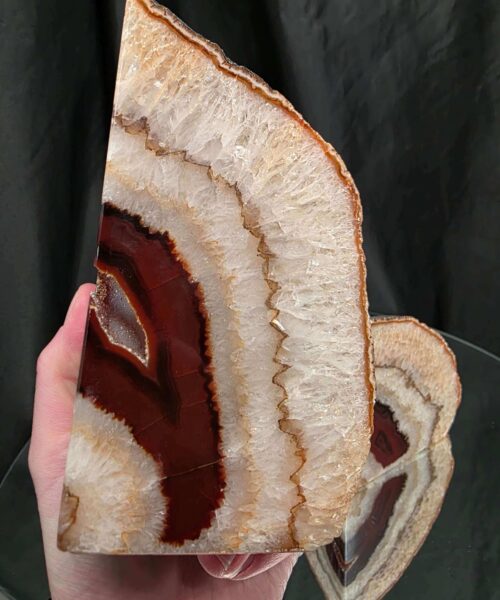 Red Natural Edge Microcrystalline Quartz Premium Bookends 2 Ornament Handpicked Size 2.047kg H12xW19xD7.5cm - Image 9