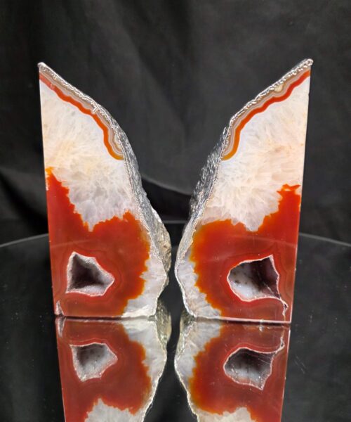 Red Agate Silver Edge Microcrystalline Quartz Premium Bookends 1 Ornament Handpicked Size 1.843kg H13.5xW16xD6cm - Image 11
