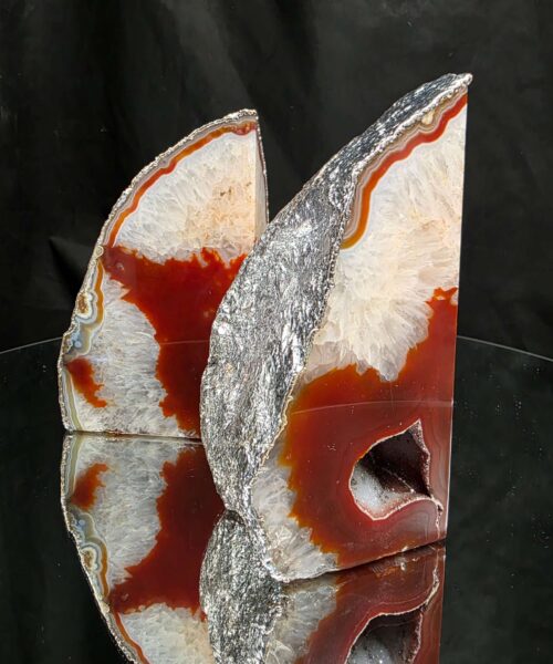 Red Agate Silver Edge Microcrystalline Quartz Premium Bookends 1 Ornament Handpicked Size 1.843kg H13.5xW16xD6cm - Image 13