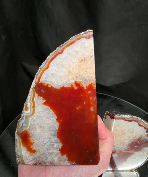 Red Agate Silver Edge Microcrystalline Quartz Premium Bookends 1 Ornament Handpicked Size 1.843kg H13.5xW16xD6cm - Image 6