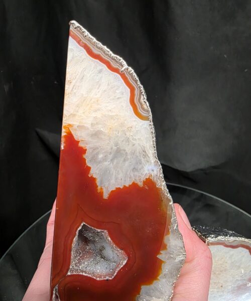 Red Agate Silver Edge Microcrystalline Quartz Premium Bookends 1 Ornament Handpicked Size 1.843kg H13.5xW16xD6cm - Image 7