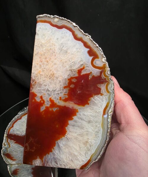 Red Agate Silver Edge Microcrystalline Quartz Premium Bookends 1 Ornament Handpicked Size 1.843kg H13.5xW16xD6cm - Image 8
