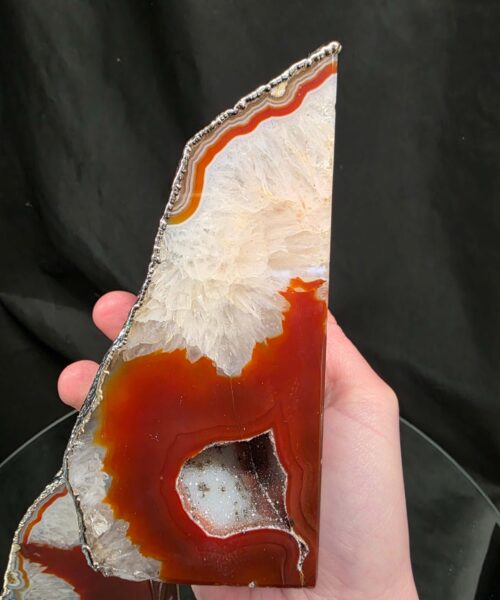 Red Agate Silver Edge Microcrystalline Quartz Premium Bookends 1 Ornament Handpicked Size 1.843kg H13.5xW16xD6cm - Image 9