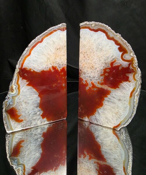 Red Agate Silver Edge Microcrystalline Quartz Premium Bookends 1 Ornament Handpicked Size 1.843kg H13.5xW16xD6cm - Image 10