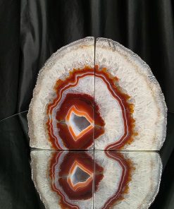 Red Agate Silver Edge Microcrystalline Quartz Premium Bookends 2 Ornament Handpicked Size 2.216kg H14xW18xD6cm