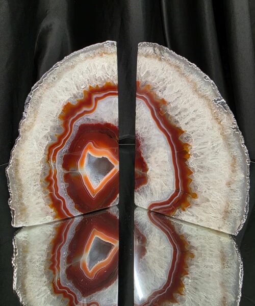 Red Agate Silver Edge Microcrystalline Quartz Premium Bookends 2 Ornament Handpicked Size 2.216kg H14xW18xD6cm - Image 12