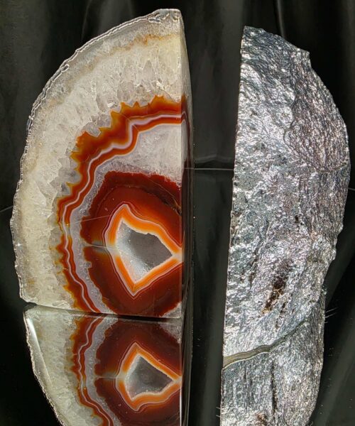Red Agate Silver Edge Microcrystalline Quartz Premium Bookends 2 Ornament Handpicked Size 2.216kg H14xW18xD6cm - Image 13