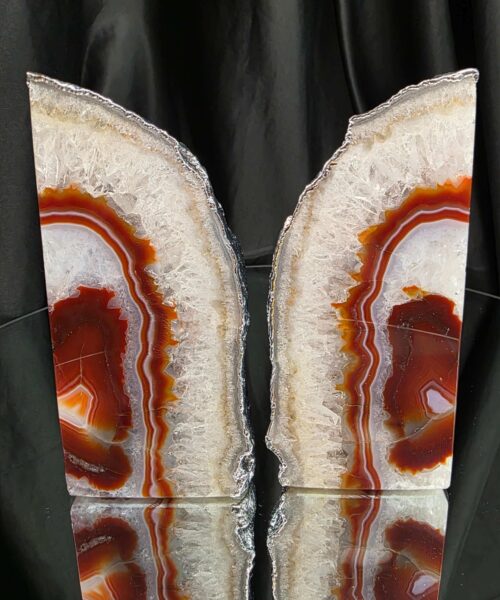 Red Agate Silver Edge Microcrystalline Quartz Premium Bookends 2 Ornament Handpicked Size 2.216kg H14xW18xD6cm - Image 14