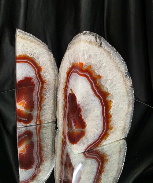 Red Agate Silver Edge Microcrystalline Quartz Premium Bookends 2 Ornament Handpicked Size 2.216kg H14xW18xD6cm - Image 16