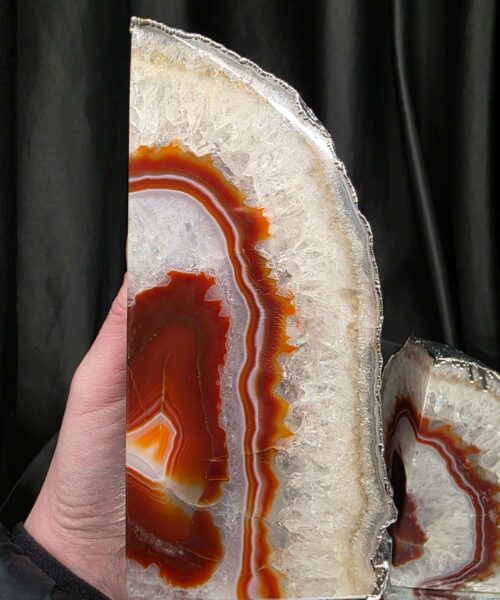Red Agate Silver Edge Microcrystalline Quartz Premium Bookends 2 Ornament Handpicked Size 2.216kg H14xW18xD6cm - Image 9