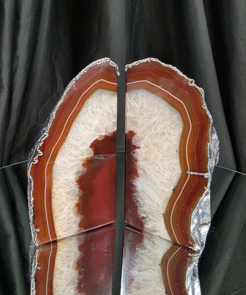 Red Agate Silver Edge Microcrystalline Quartz Premium Bookends 3 Ornament Handpicked Size 1.959kg H14xW14xD7cm - Image 12