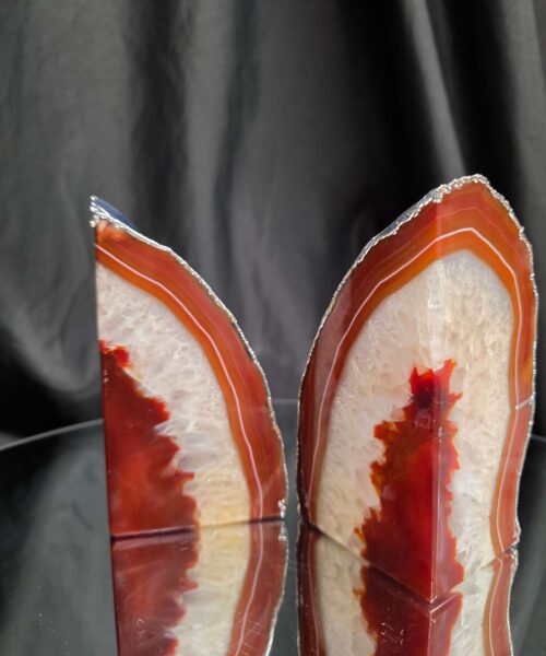 Red Agate Silver Edge Microcrystalline Quartz Premium Bookends 3 Ornament Handpicked Size 1.959kg H14xW14xD7cm - Image 13
