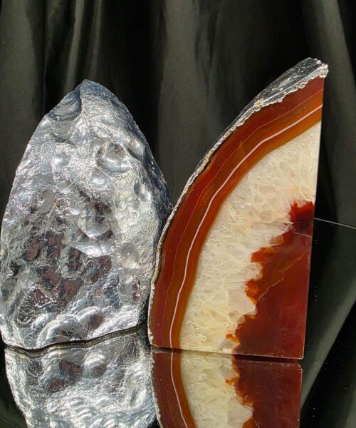 Red Agate Silver Edge Microcrystalline Quartz Premium Bookends 3 Ornament Handpicked Size 1.959kg H14xW14xD7cm - Image 14