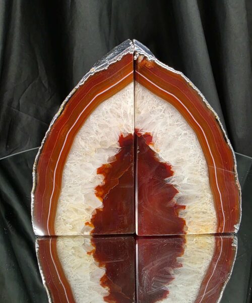Red Agate Silver Edge Microcrystalline Quartz Premium Bookends 3 Ornament Handpicked Size 1.959kg H14xW14xD7cm - Image 15