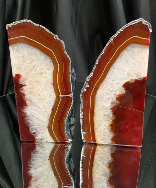 Red Agate Silver Edge Microcrystalline Quartz Premium Bookends 3 Ornament Handpicked Size 1.959kg H14xW14xD7cm - Image 16