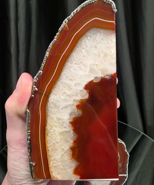 Red Agate Silver Edge Microcrystalline Quartz Premium Bookends 3 Ornament Handpicked Size 1.959kg H14xW14xD7cm - Image 8