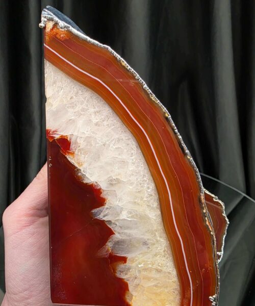 Red Agate Silver Edge Microcrystalline Quartz Premium Bookends 3 Ornament Handpicked Size 1.959kg H14xW14xD7cm - Image 9