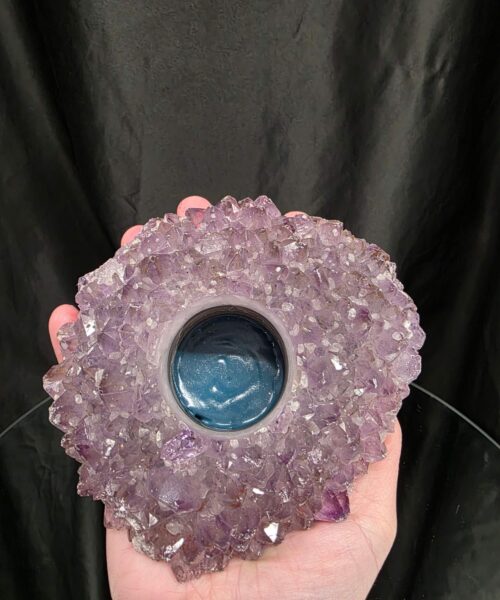 Very Large Premium A Grade Amethyst Cluster Druzy Candle 1 / Tealight Holders Handpicked 712g H5xW14xD12cm