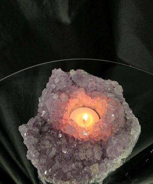 Very Large Premium A Grade Amethyst Cluster Druzy Candle 2 / Tealight Holders Handpicked 993g H6xW14.5xD14cm - Image 11