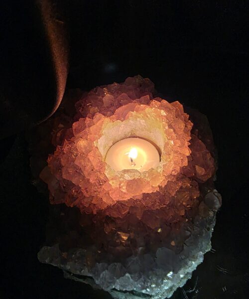 Very Large Premium A Grade Amethyst Cluster Druzy Candle 2 / Tealight Holders Handpicked 993g H6xW14.5xD14cm - Image 13