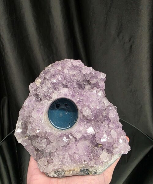 Very Large Premium A Grade Amethyst Cluster Druzy Candle 2 / Tealight Holders Handpicked 993g H6xW14.5xD14cm