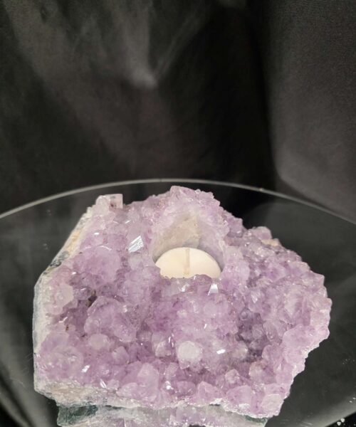Very Large Premium A Grade Amethyst Cluster Druzy Candle 2 / Tealight Holders Handpicked 993g H6xW14.5xD14cm - Image 9