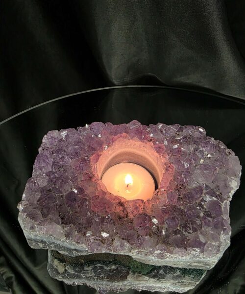 Very Large Premium A Grade Amethyst Cluster Druzy Candle 3 / Tealight Holders Handpicked 886g H5xW14xD9cm - Image 11