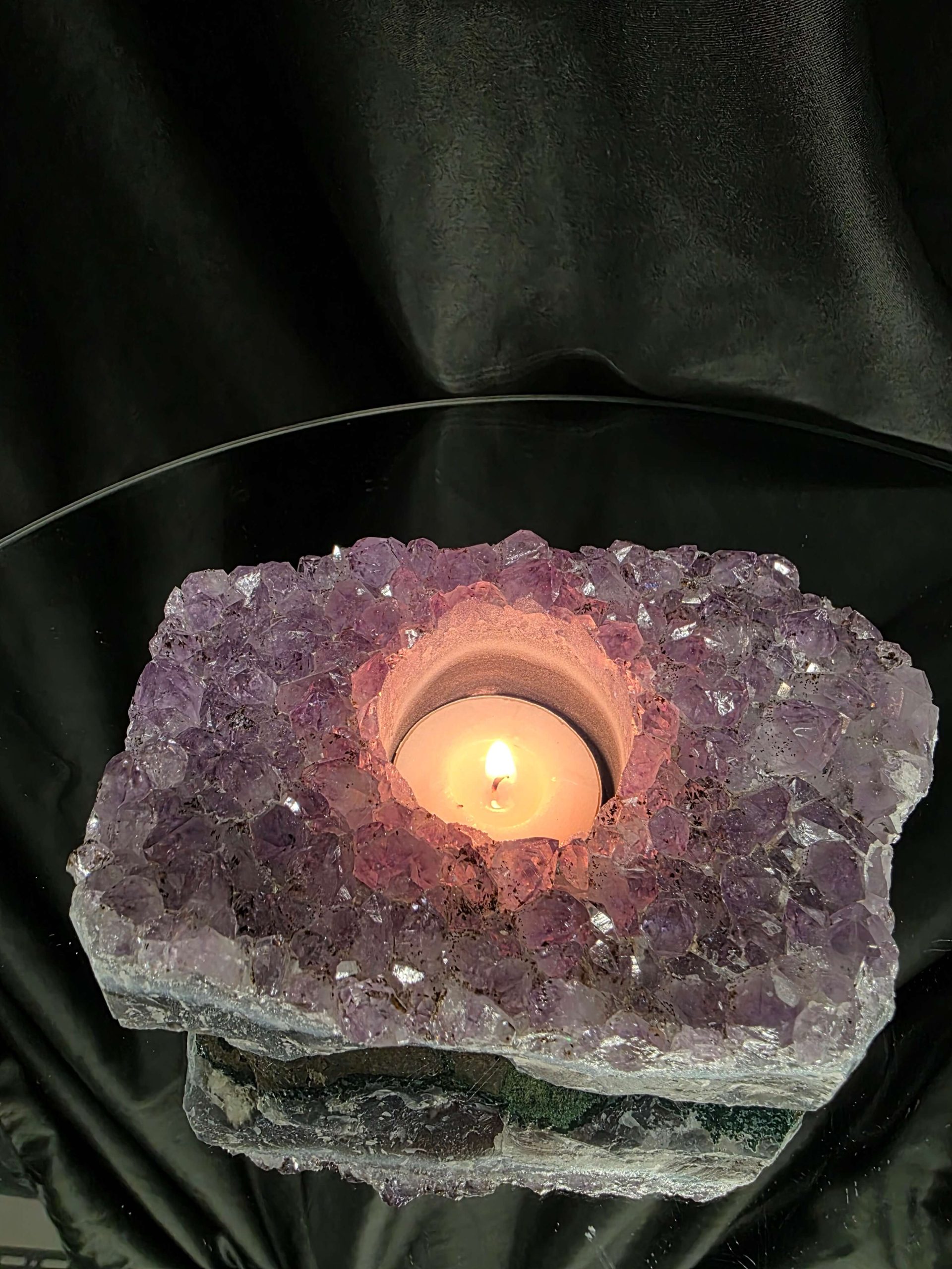 Very Large Premium A Grade Amethyst Cluster Druzy Candle 3 / Tealight Holders Handpicked 886g H5xW14xD9cm - Image 11