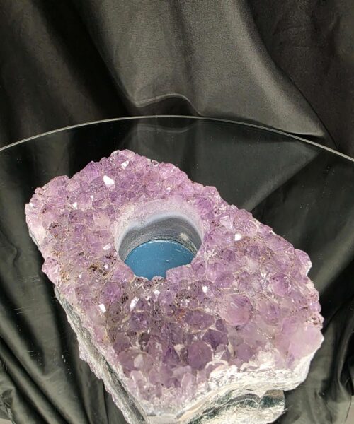 Very Large Premium A Grade Amethyst Cluster Druzy Candle 3 / Tealight Holders Handpicked 886g H5xW14xD9cm - Image 3