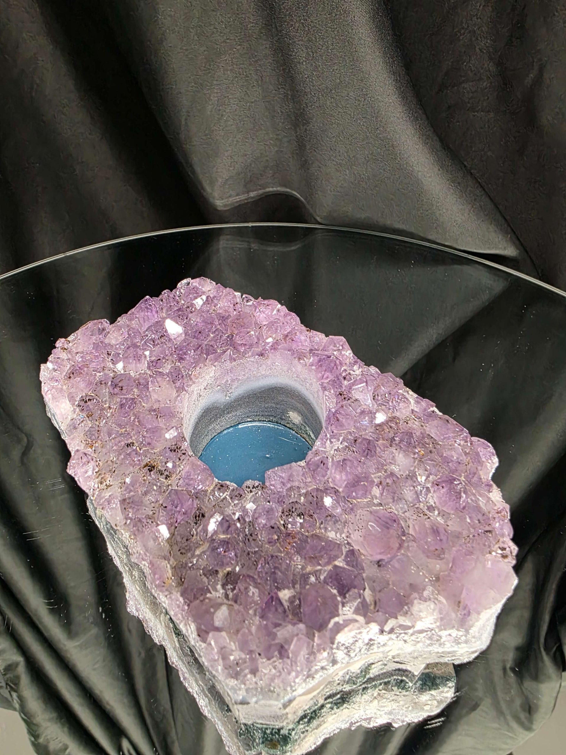 Very Large Premium A Grade Amethyst Cluster Druzy Candle 3 / Tealight Holders Handpicked 886g H5xW14xD9cm - Image 3