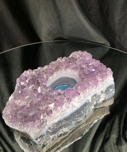 Very Large Premium A Grade Amethyst Cluster Druzy Candle 3 / Tealight Holders Handpicked 886g H5xW14xD9cm - Image 5