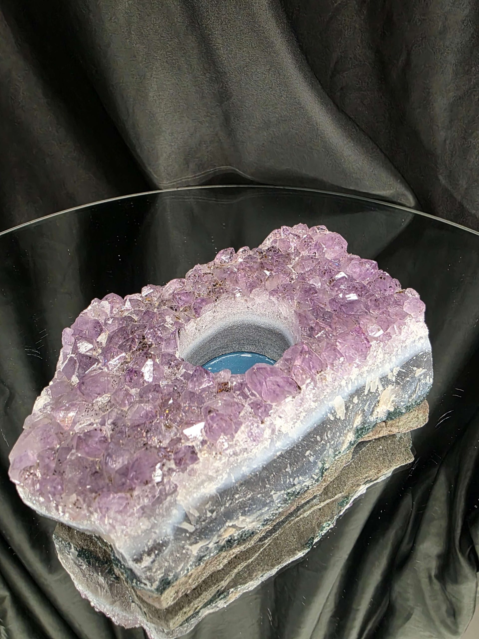 Very Large Premium A Grade Amethyst Cluster Druzy Candle 3 / Tealight Holders Handpicked 886g H5xW14xD9cm - Image 5
