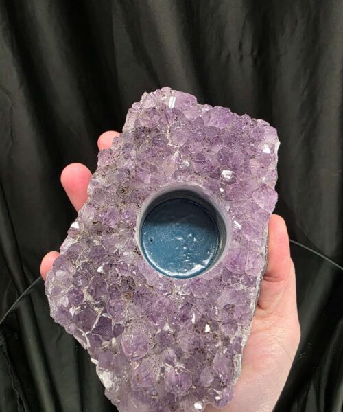 Very Large Premium A Grade Amethyst Cluster Druzy Candle 3 / Tealight Holders Handpicked 886g H5xW14xD9cm
