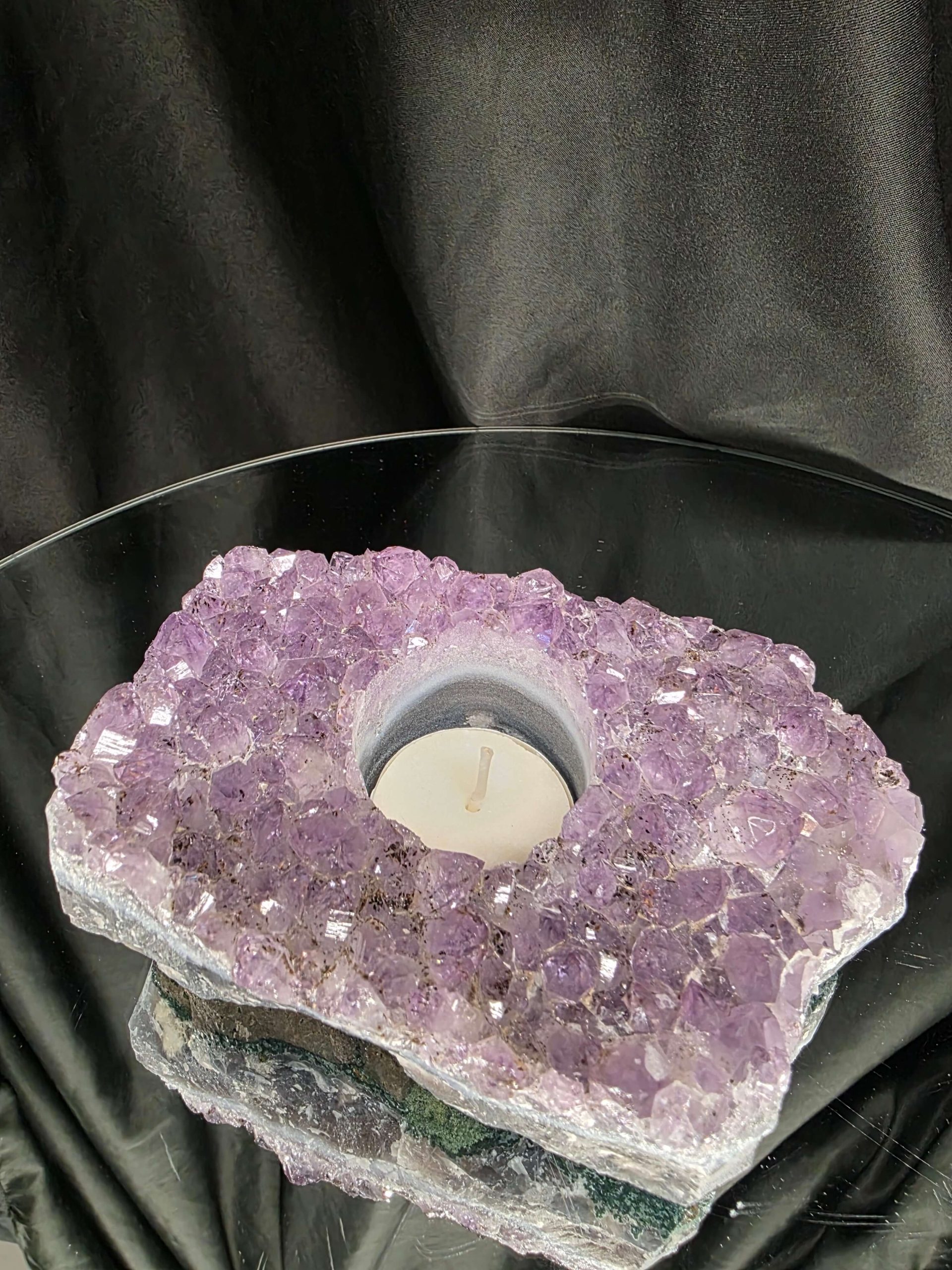 Very Large Premium A Grade Amethyst Cluster Druzy Candle 3 / Tealight Holders Handpicked 886g H5xW14xD9cm - Image 9
