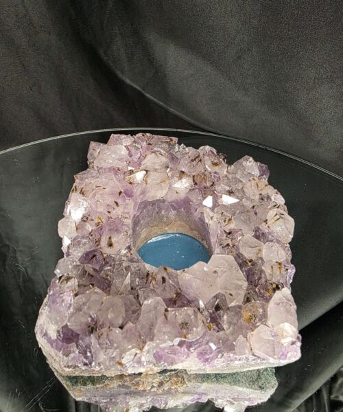 Alternative view of Very Large Premium A Grade Amethyst Cluster Druzy Candle 4 / Tealight Holders Handpicked 974g H6xW15xD14cm