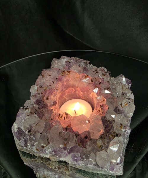 Very Large Premium A Grade Amethyst Cluster Druzy Candle 4 / Tealight Holders Handpicked 974g H6xW15xD14cm - Image 11