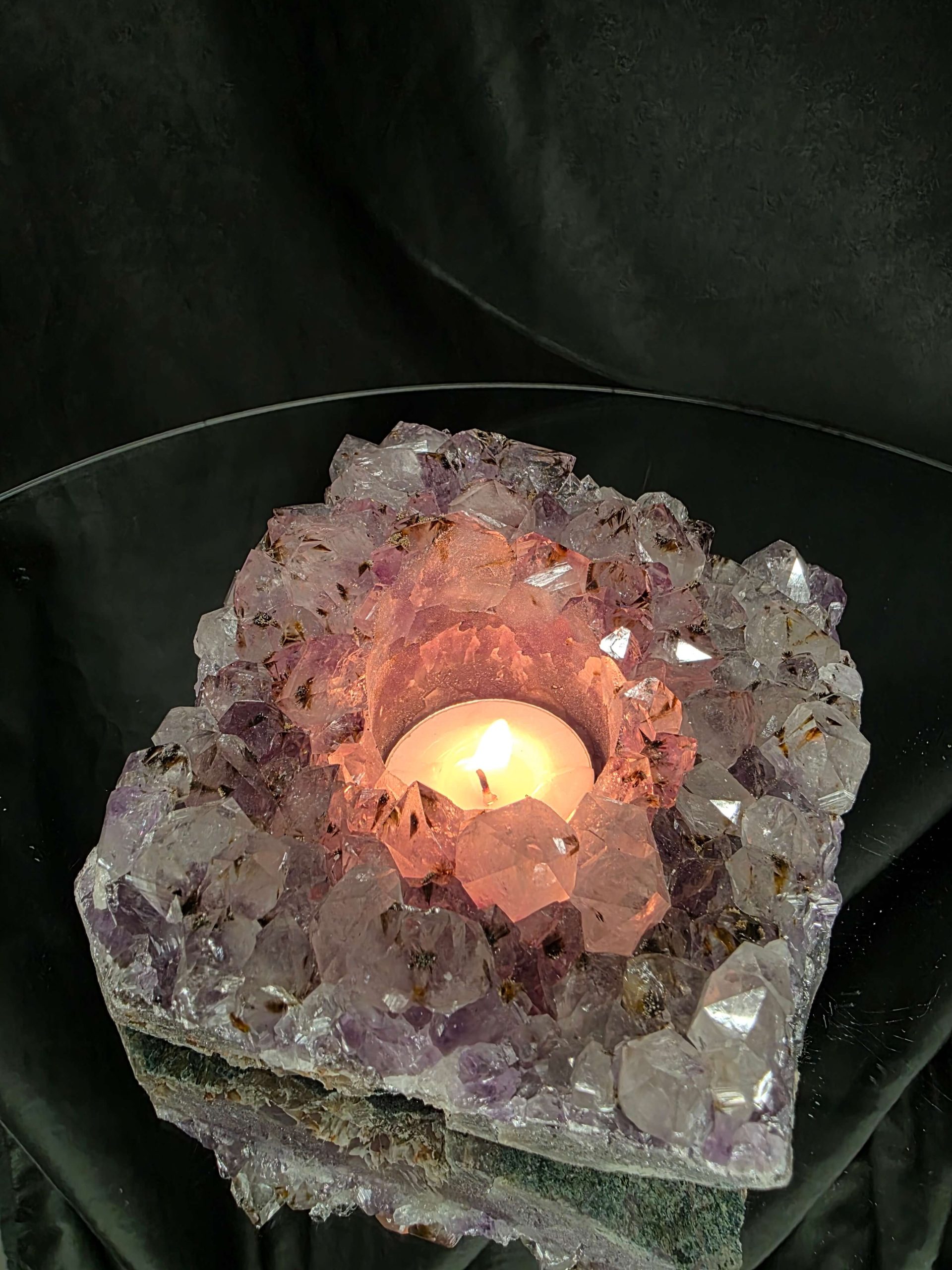 Very Large Premium A Grade Amethyst Cluster Druzy Candle 4 / Tealight Holders Handpicked 974g H6xW15xD14cm - Image 11