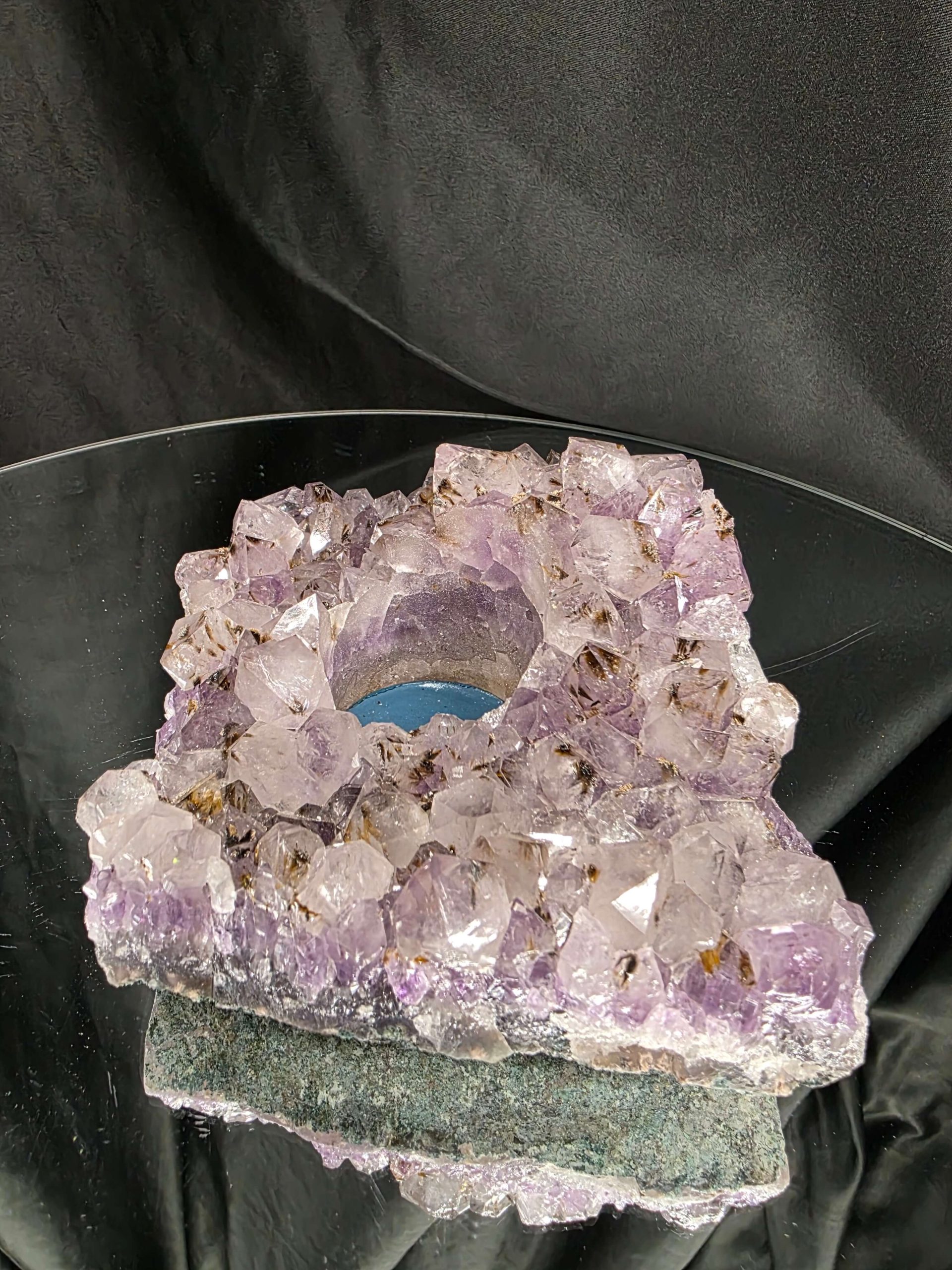 Very Large Premium A Grade Amethyst Cluster Druzy Candle 4 / Tealight Holders Handpicked 974g H6xW15xD14cm - Image 4